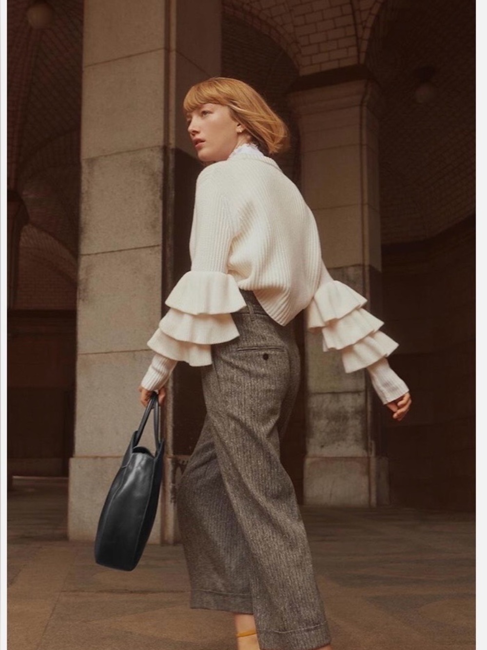 Club Monaco Asal Wool Blend Ruffle Sleeve Sweater